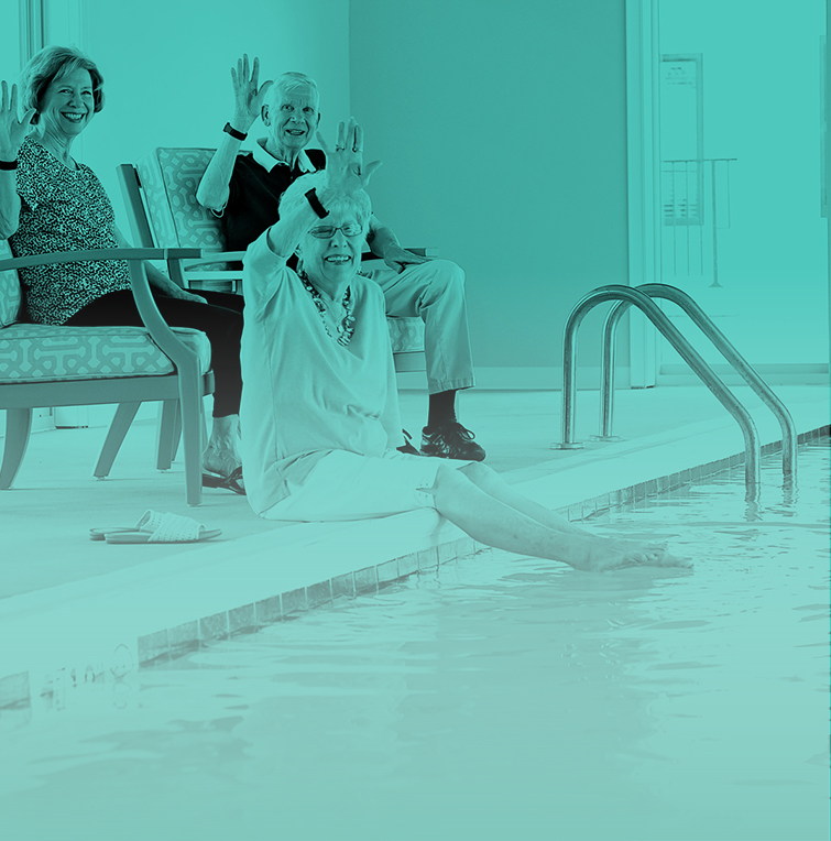Photograph of happy people enjoying the pool