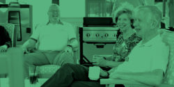 Photograph of happy residents enjoying a cookout